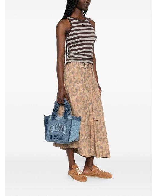 Ganni Blue Denim Small Tote Bag