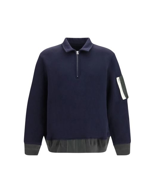 Sacai Blue Half-Zip Polo Shirt for men