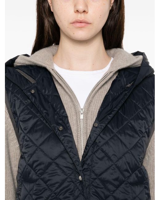 Brunello Cucinelli Blue Quilted Nylon Down Vest