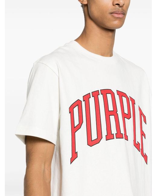 Purple Brand White Collegiate T-shirt for men