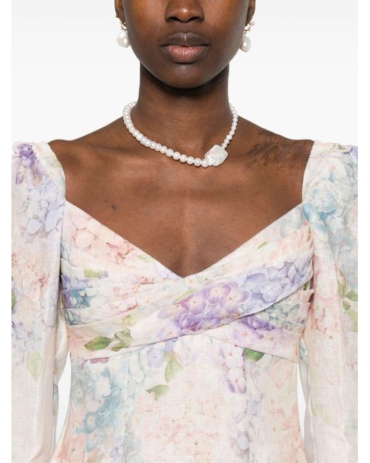 Zimmermann Brown Linen Printed Mini Dress