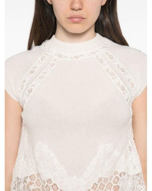 Ermanno Scervino White Cashmere Lace Top