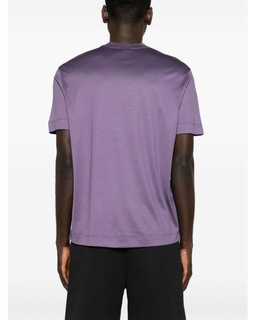 Emporio Armani Purple Logo-embroidered Lyocell Blend T-shirt for men