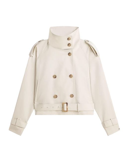 Tommy Hilfiger White Water-Repellent Short Trench Coat