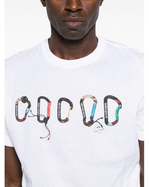 Paul Smith White Carabiner Organic Cotton T-Shirt for men