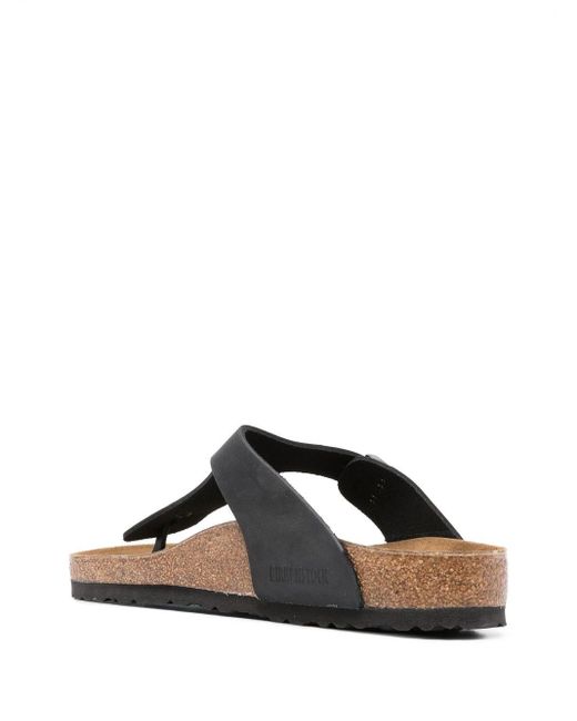 Birkenstock Black Gizeh Oiled Leather Sandals for men