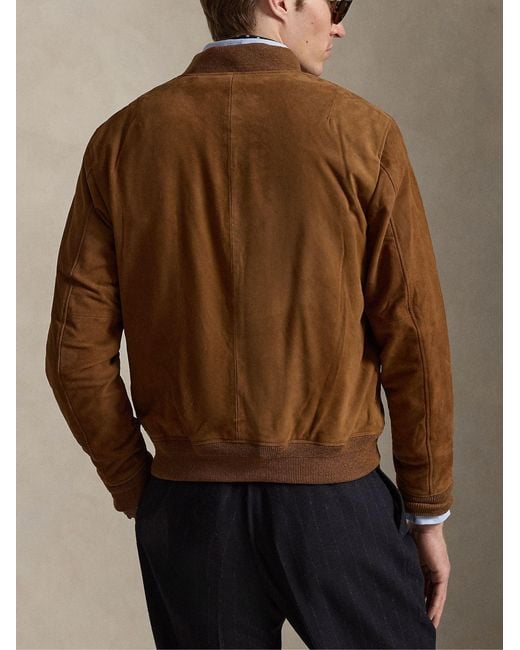 Polo Ralph Lauren Brown Suede Bomber Jacket for men
