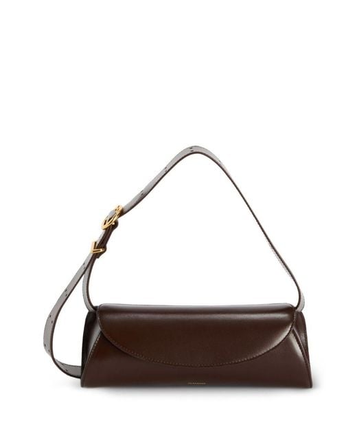 Jil Sander Brown Cannolo Small Leather Shoulder Bag