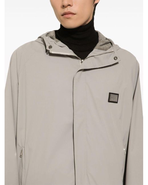 Dolce & Gabbana Gray Nylon Hooded Jacket for men