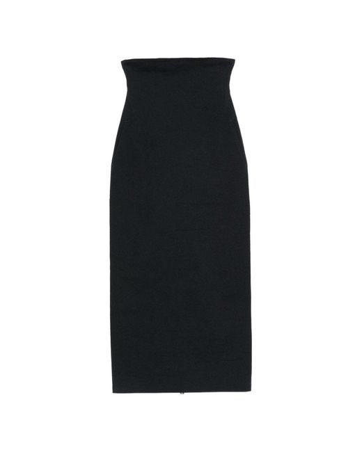 Issey Miyake Black Cotton Blend Midi Skirt