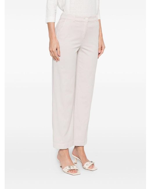 Via Masini 80 White Cotton Straight-Leg Trousers