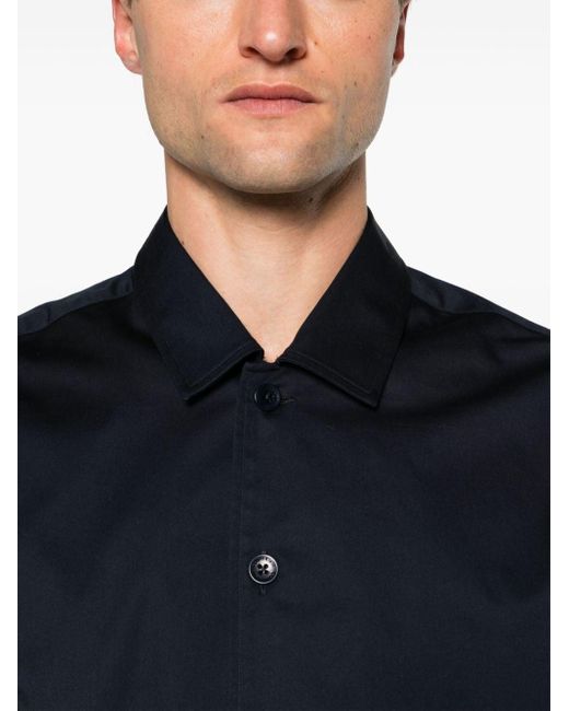 Calvin Klein Blue Classic-collar Poplin Shirt for men