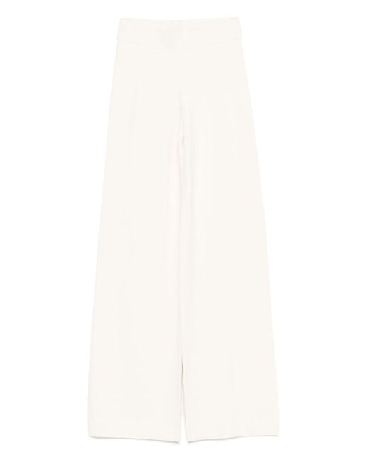 Pantaloni A Palazzo Con Vita Elasticizzata di Max Mara in White