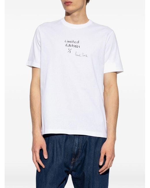 Paul Smith White Limited Edition Cotton T-Shirt for men