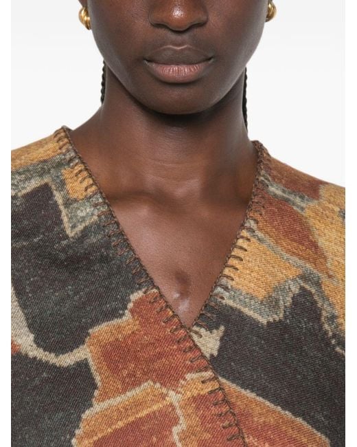 Pierre Louis Mascia Brown Wool Poncho