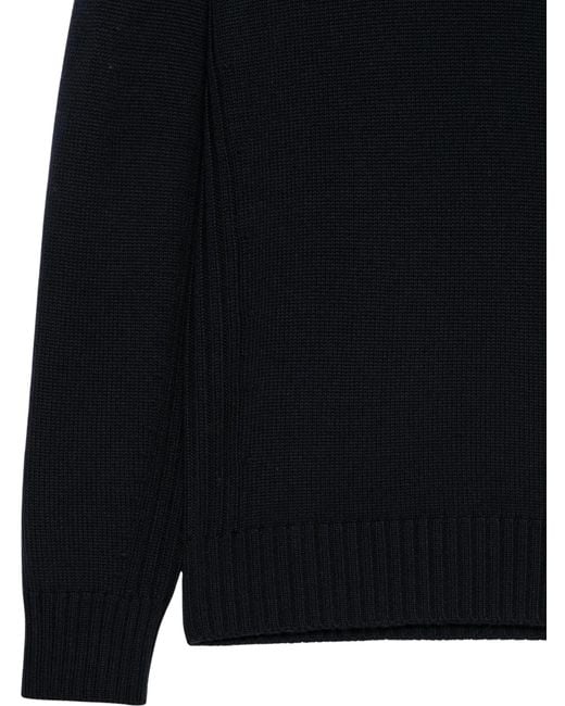 Kangra Black Roll-Neck Wool Sweater for men