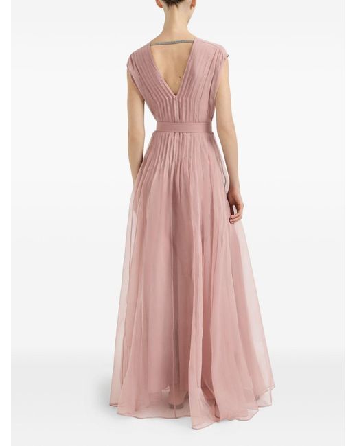 Brunello Cucinelli Pink Silk Long Dress