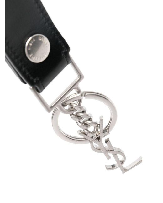 Saint Laurent Black Monogram Keyring for men