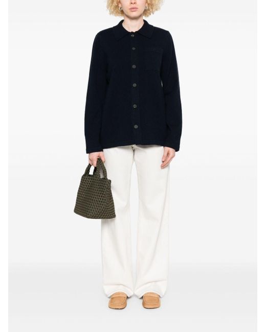 A.P.C. Blue Midnight Wool Shirt With Chest Pocket