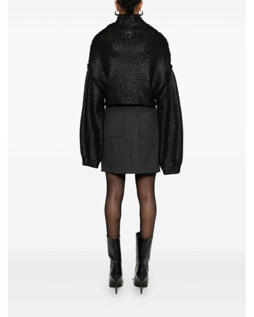 Sportmax Black Cropped Cotton Sweater For