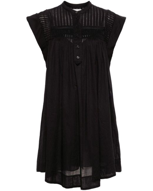 Isabel Marant Black Leazali Pintuck Midi Dress