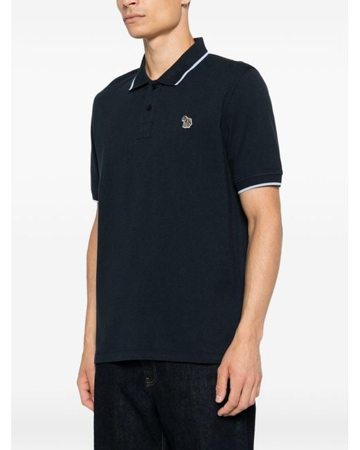 Paul Smith Blue Zebra Logo Cotton Polo Shirt for men