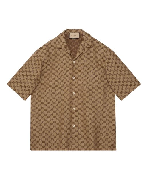 Gucci Brown GG Linen Blend Shirt for men