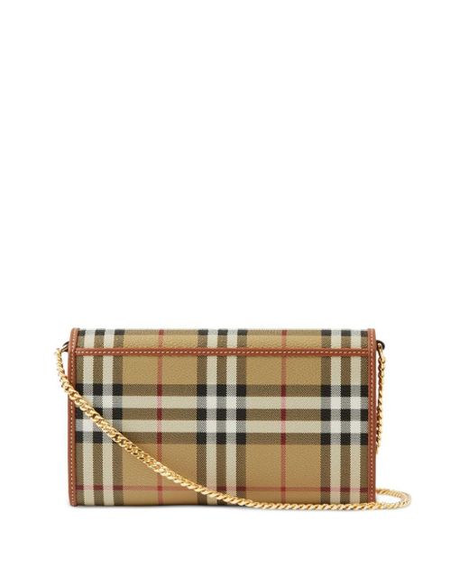 Burberry Natural Checked Crossbody Wallet