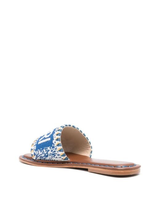 De Siena Blue Capri Beads Flat Sandals