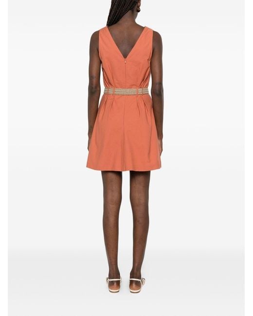 Brunello Cucinelli Orange Cotton Belted Dress