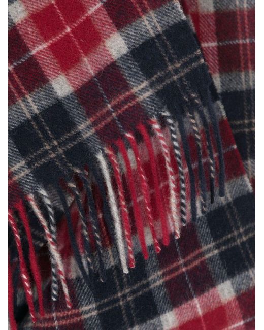Barbour White Tartan-Check Wool Scarf for men