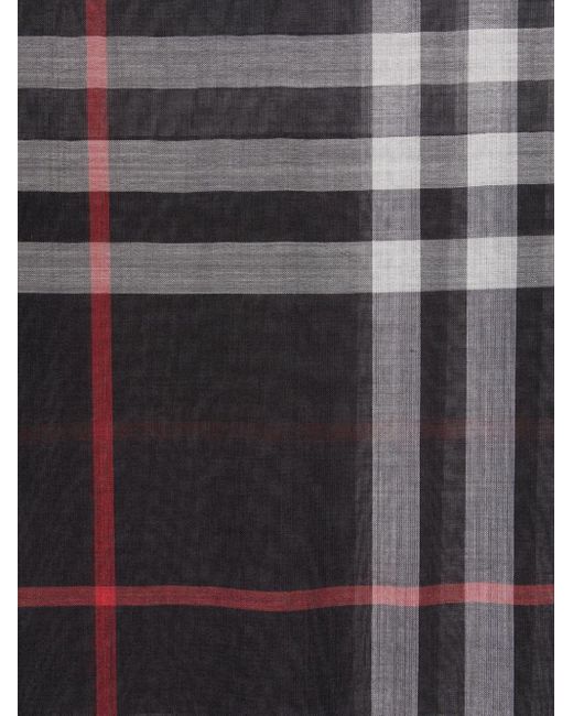 Burberry Black Giant Check Wool And Silk Blend Scarf
