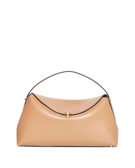 Totême Natural T-Lock Leather Handbag