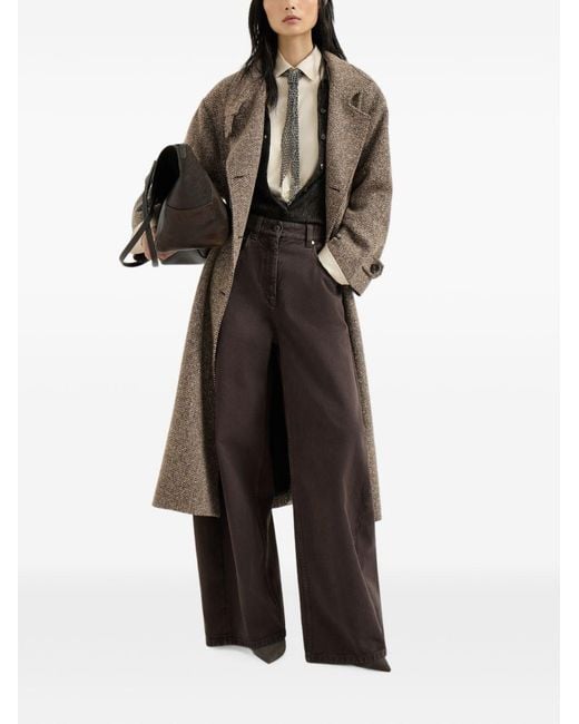 Brunello Cucinelli Brown Wool Long Coat