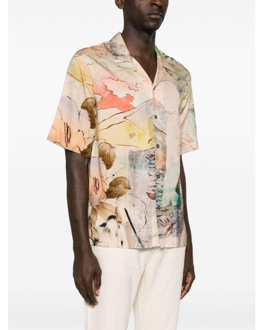 Paul Smith Pink Graphic-print Short-sleeve Shirt for men