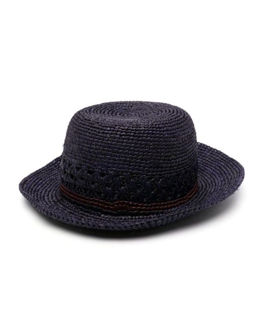 Paul Smith Blue Straw Fedora Hat for men