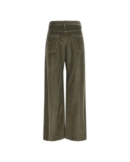 Brunello Cucinelli Green Velvet Wide-Leg Trousers