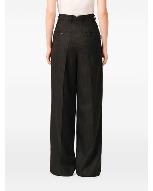 AMI Black Wool High-Waisted Trousers