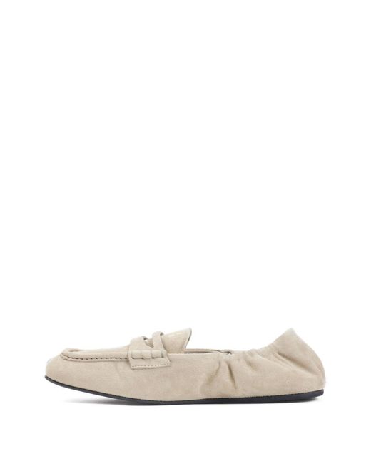 Miu Miu White Ruches Suede Leather Loafers