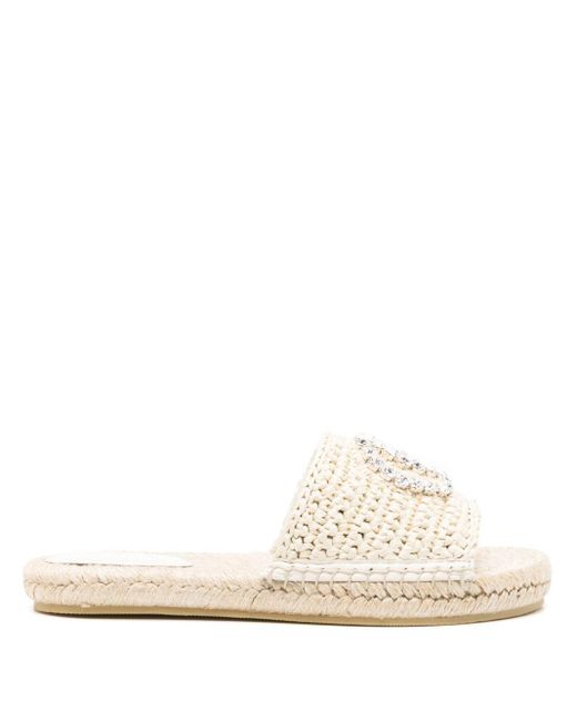 Gucci White Crystal-Embellished Double G Espadrilles