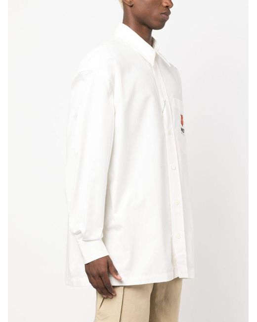 KENZO White Boke Flower Crest Cotton Shirt for men