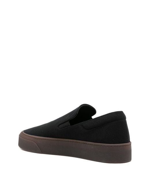 The Row Black Canvas Slip On Sneakers