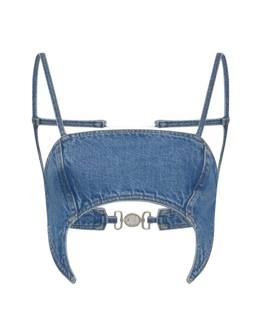 MARINE SERRE Blue Denim Bra Top