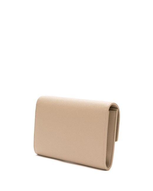 Saint Laurent Natural Uptown Leather Wallet On Chain