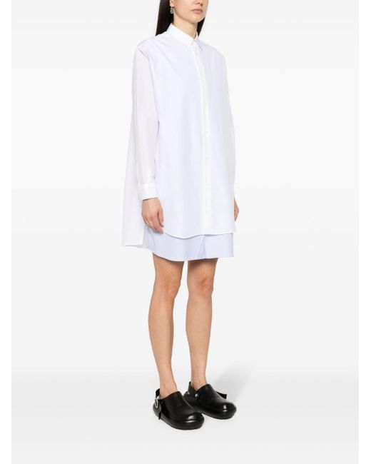 Loewe White Cotton And Silk Blend Shirt Dress