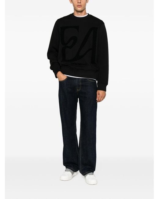 Emporio Armani Black Logo Cotton Sweatshirt for men