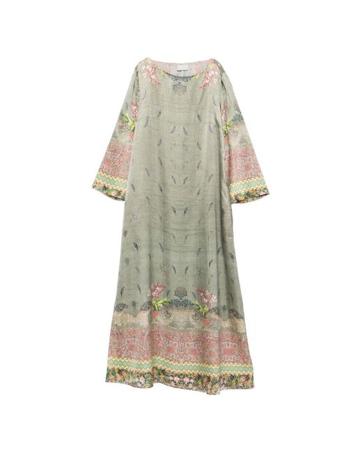 Pierre Louis Mascia Green Printed Silk Dress