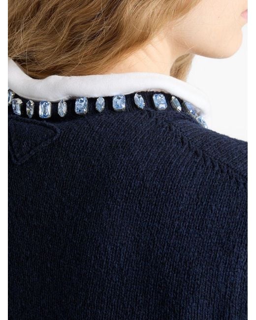 Prada Blue Cashmere Crewneck Sweater