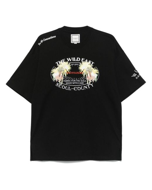 Wooyoungmi Black Cotton T-Shirt With Print for men
