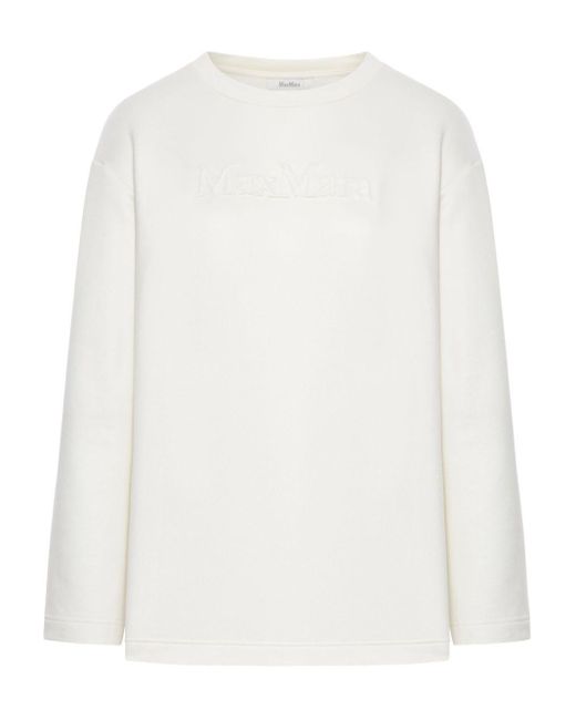 Max Mara White Crewneck Cotton Sweatshirt